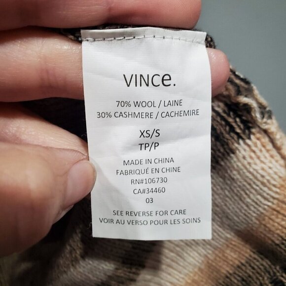 Vince Brown Stripe Wool Cashmere Open Front Cardigan Sweater Short-Sleeved XS/S - Picture 6 of 15